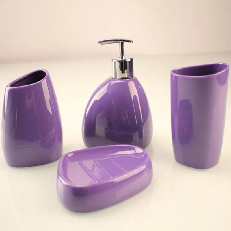 

4 Piece set Bathroom Accessories Set Bath Ensemble, Soap Dispenser Pump, Toothbrush Holder, Tumbler, Soap Dish