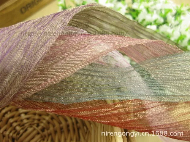 New 25mm Corrugated yarn Riband Organza satin ribbons DIY hair accessories bowknot materials Polyester Ribbons 5Mlot_4