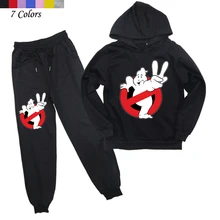 2 pçs crianças ghostbusters roupas meninos meninas com capuz moletom harem calças crianças outwear esporte terno de jogging