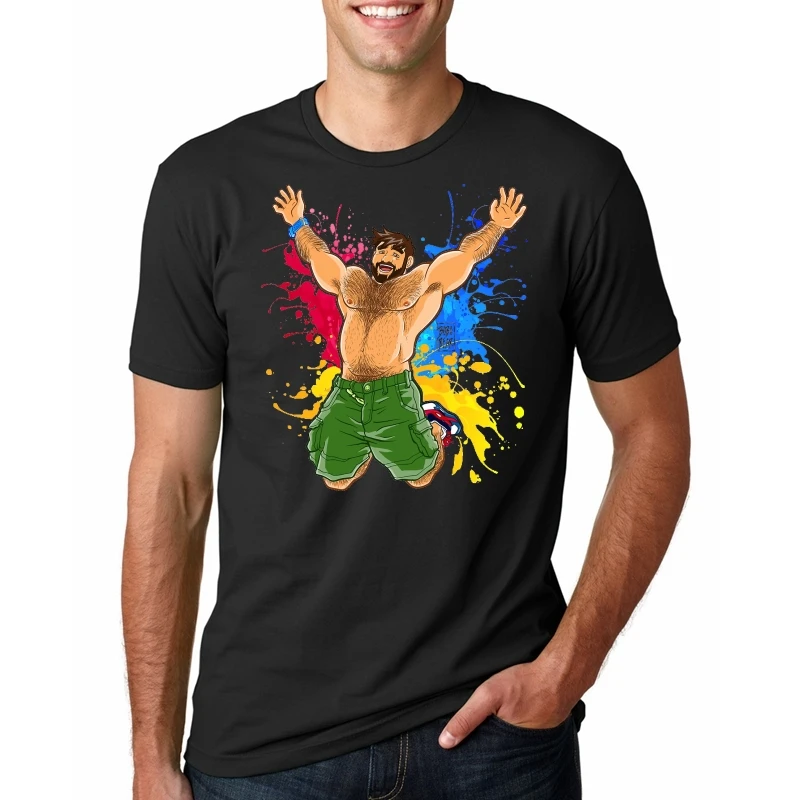 

Men Funy tshirt Gay Bear Pride Flag Short Sleeve O-Neck Graphic Tops Tee men t shirt
