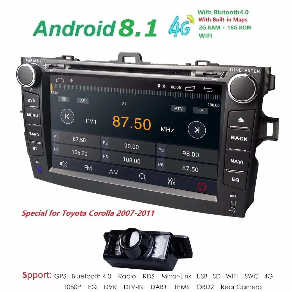 android8 1 car dvd player For Toyota corolla 2007 2008 2009 2010 2011 in dash 2