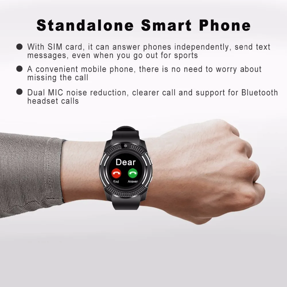 Умные часы Bluetooth с сенсорным экраном Android водонепроницаемые спортивные мужские и женские Смарт-часы с камерой слотом для sim-карты PK DZ09