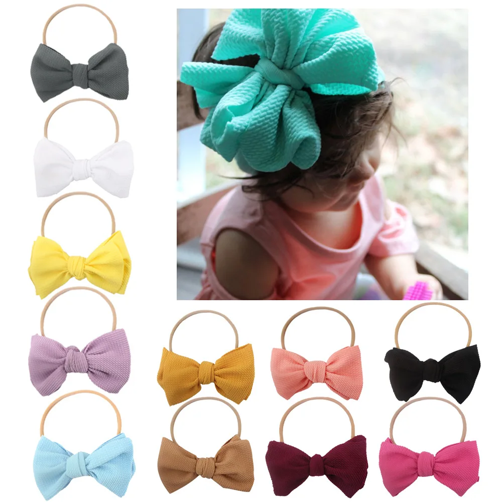 

1pcs Baby Girl Fabric Messy Bow Headband Nylon Headband Newborn Large Bow Headwrap Infant Bebes Hair Bows Turban Bowknot Tie