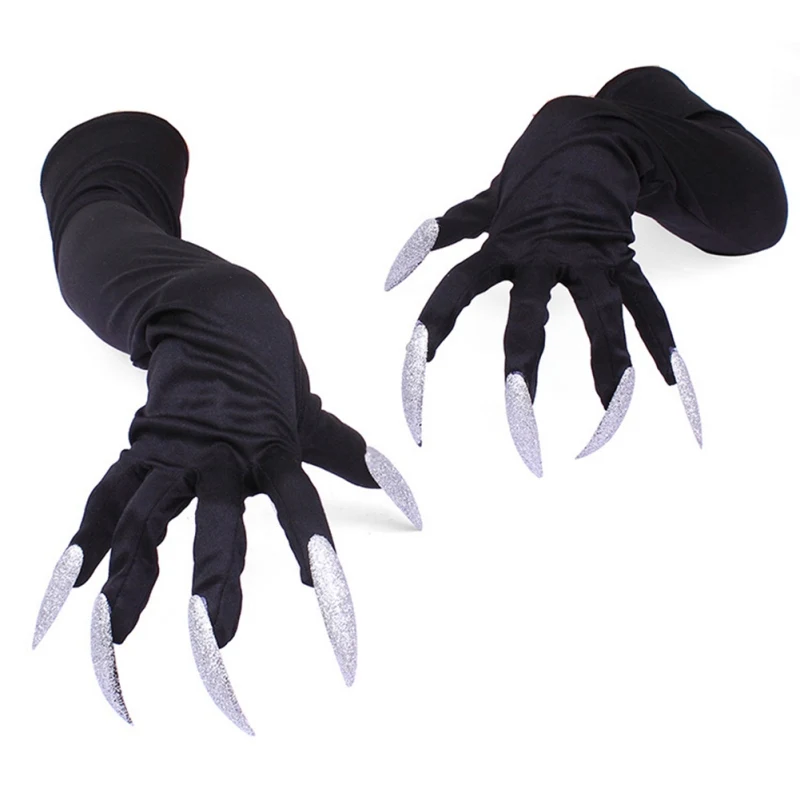 

Halloween Gloves Horrible Skeleton Finger Bone Ghost Claw Printed Long Sleeve Washable Arm Warmers Scary Cosplay Costume Decor