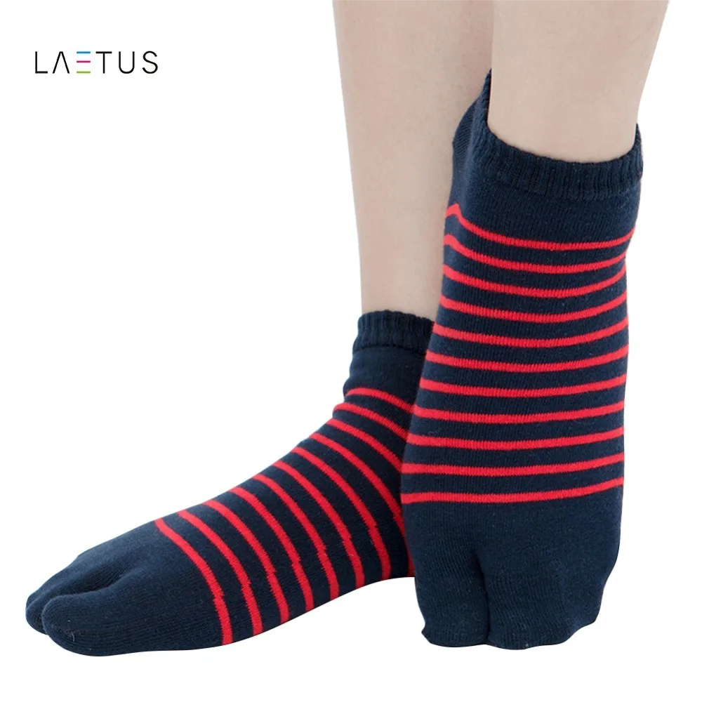 Laetus Japanese Striped Toe Socks Clog Pure Cotton Harajuku Finger