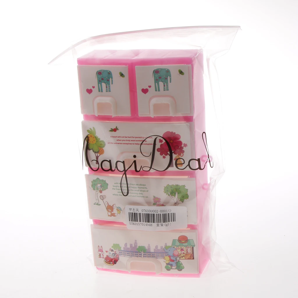 Miniature Pink Drawer Wardrobe Bedroom Furniture Kits for 29cm Dolls Accessory