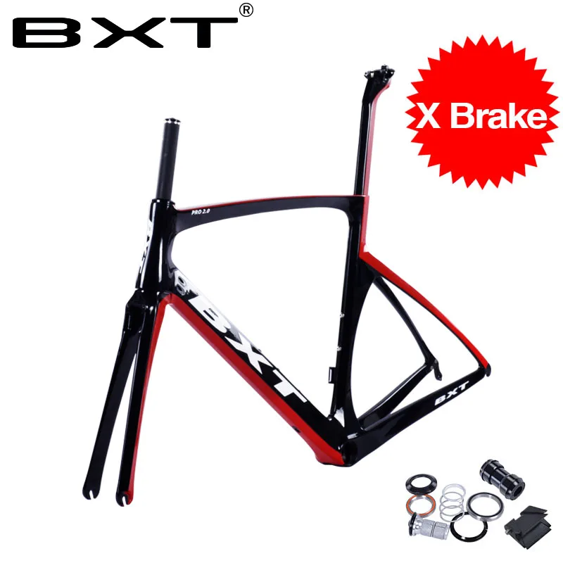 Top BXT 2018 Full Carbon bicycle frame matte/glossy 5 color super light DI2 Frame+Fork+headset X brakes road carbon bike frame parts 2