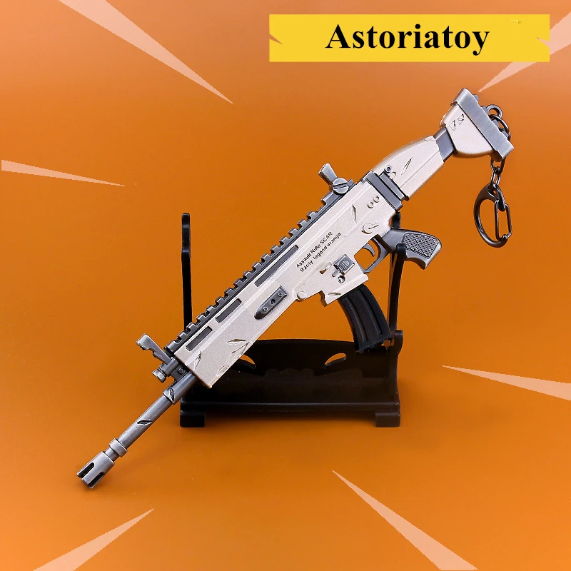 

Fortnight Battle Royale Toy Model The Scar shot gun Keychain Alloy Weapons Kids Toy Collection Decoration
