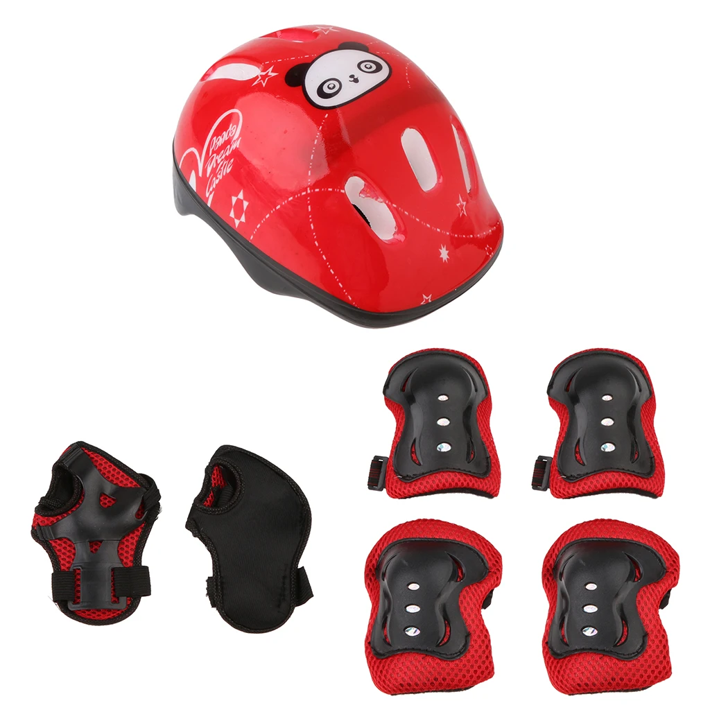 7 Pieces Kids Children Roller Skating Skateboard Bike Helmet Knee Elbow Pad Wrist Guard Safety Protective Sets