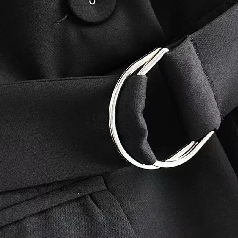 LW775 женский шикарный черный цвет кружева сетки лоскутное кольцо пряжки ремня тонкий жилет корейская мода жилет