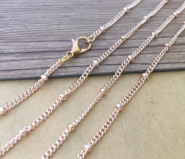 

100pcs/lot shallow rose gold 27 inche bead chain with lobster clasp 3mm