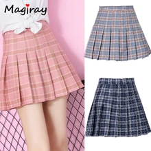 Magiray японская элегантная женская юбка Harajuku Kawaii плиссированная мини-юбка в клетку с высокой талией А-силуэта школьная форма размера плюс C424