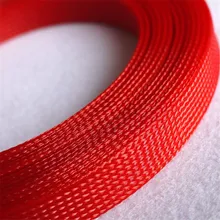 Красный 14 мм Плетеный ПЭТ расширяемый рукав высокой плотности Обшивка плетеный кабель рукава 1 м