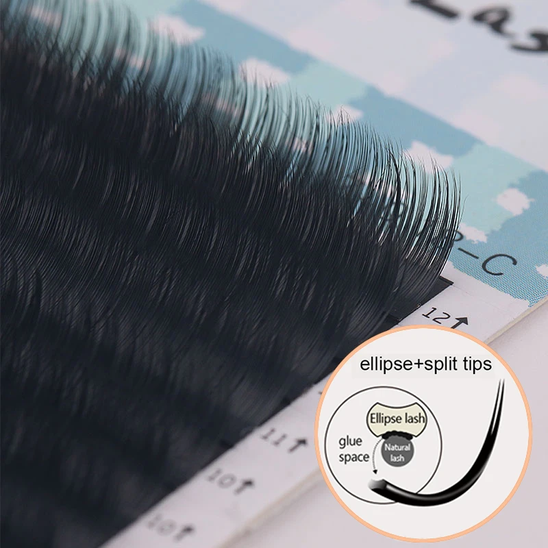 

0.18 Flat Lashes Individual mink eyelashes Extensions Split Tips Ellipse eyelashes Ellipse cilia lashes single eyelash extension