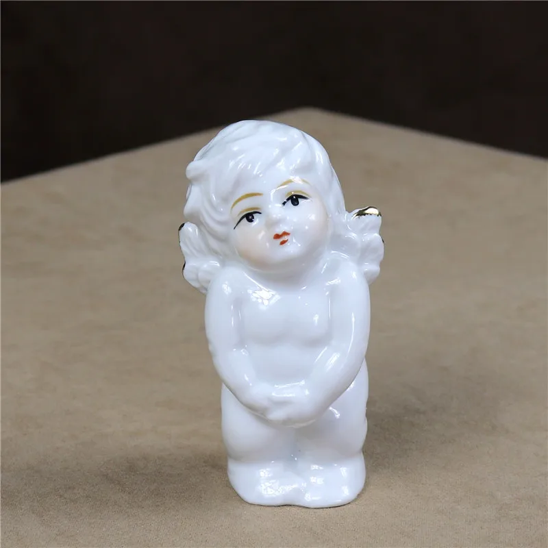 Cute Porcelain Little Angel Figurine Ceramic Angel Baby Miniature Home  Decor Gift and Craft Micro Landscape Ornament Accessories