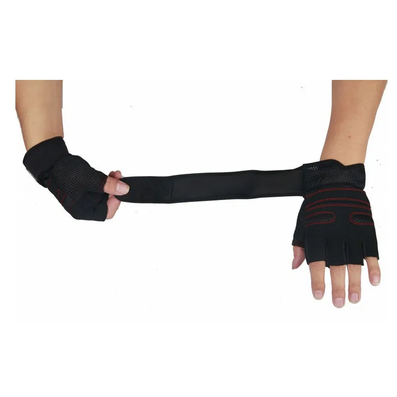 لياقة رياضة قفازات نصف اصبع قفازات تنفس دعم المعصم رفع الاثقال قفازات الرجال النساء الدمبل