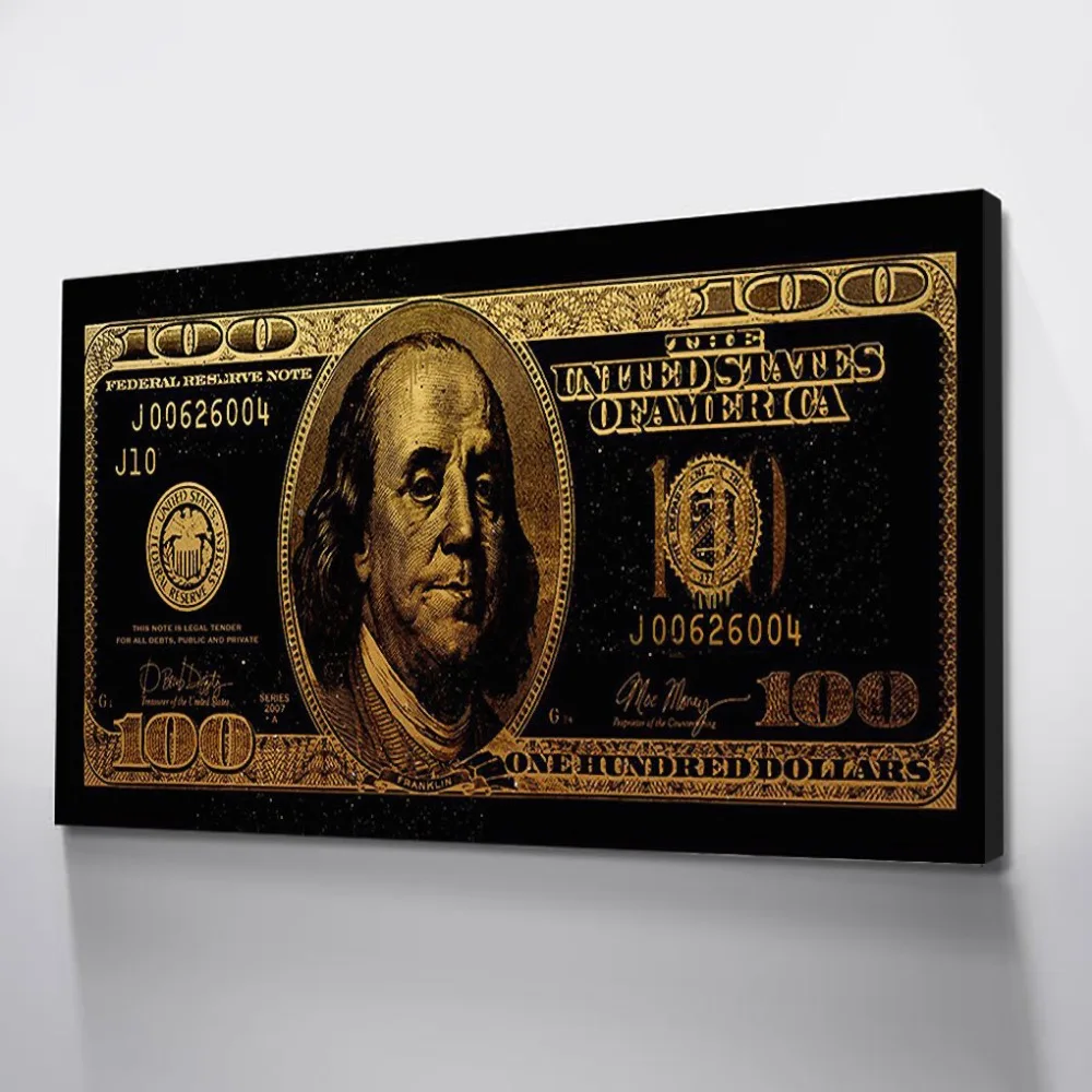 

Drop Shipping Black Poster Wall Pictures For Room Canvas Art Dollar Gold Morden Canvas Paintings Poster Prints Canvas Posters