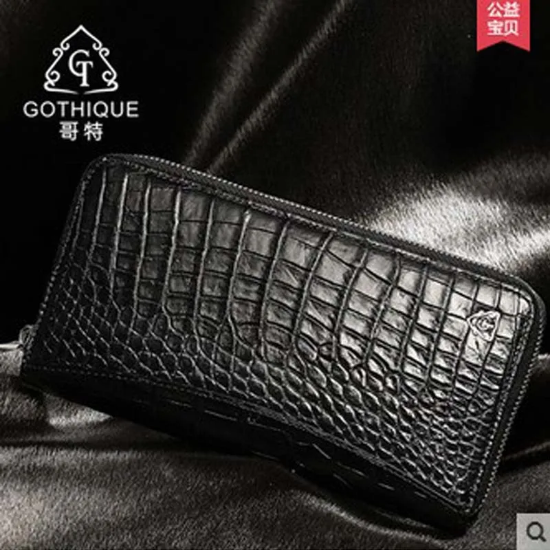 

gete 2018 new hot free shipping import Thailand crocodile belly skin men wallet male long fashion zipper bag high-capacity male