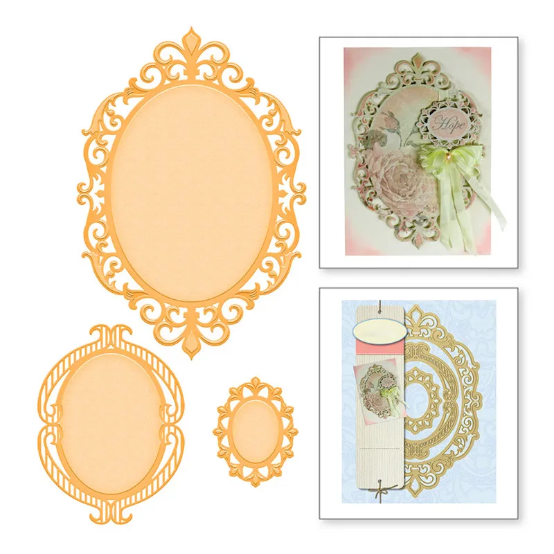 

Naifumodo Dies Oval Frame Metal Cutting Dies Scrapbooking Lace Craft Dies Card Making DIY Embossing Die Cuts New Album Scrapbook