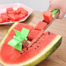 Stainless Steel Fruit Watermelon Knife Slicer Stainless Steel Windmill Cutting Spoon Corers Knife Fruit Salad Kitchen Tools stainless steel watermelon slicer knife fruit cuter