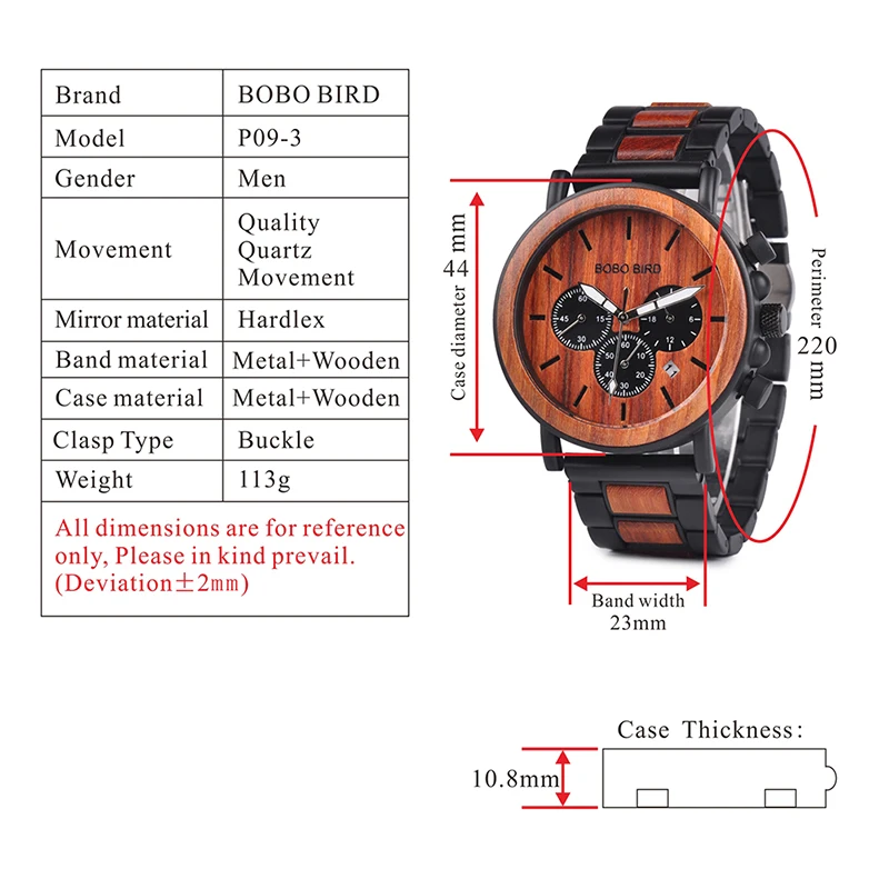 BOBO BIRD Special Wood and Metal Design Men Watches Quartz Wristwatches With Date Display Ideal Gifts Relogio Masculino C-P09-3