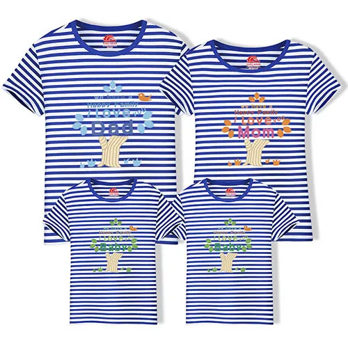 stripe Семейные комплекты; одежда для мамы и дочки; одежда для папы и сына; одежда для малышей; Одинаковая одежда для всей семьи; футболки с рисунками из мультфильмов - Цвет: stripe