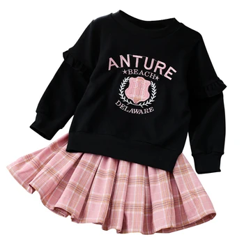 

Mottelee Girls Clothes Set Cotton 2018 Autumn New Long Sleeve Sweatshirt + Skirt 2pcs Girls Clothing Set Kid Girl Suits 2-6 Year