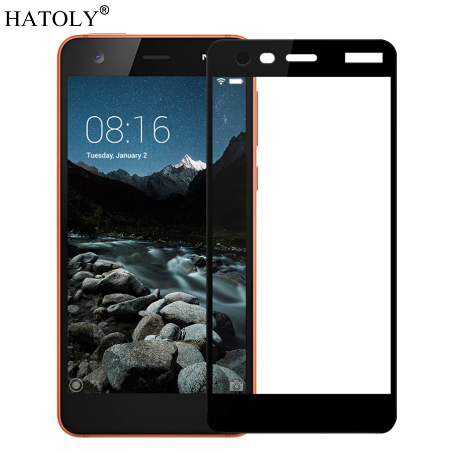 2PCS Tempered Glass For Nokia 2.1 Screen Protector for (2018) Full Cover 3D Curved Edge Film HATOLY 5.5&quot | Мобильные телефоны и