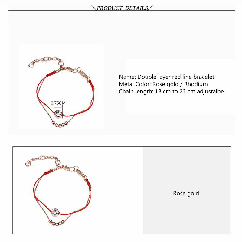 BeBella 2 слоя тонкий красный шнур веревочная нить линия браслет с кристаллами от Swarovski модные украшения для женщин девушек