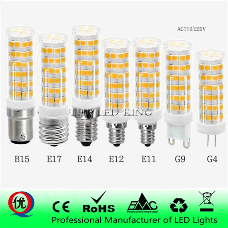 LED Ceramic G9 G4 E14 Lamp Bulb 6W 9W 12W Light For Chandelier Replace AC 220V 