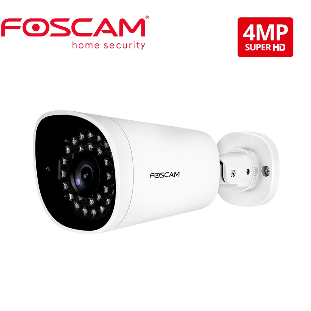  Foscam G4EP Super HD 4MP (1440P) PoE Outdoor IP Security Camera 8-Hour Free Cloud Storage Night Vis