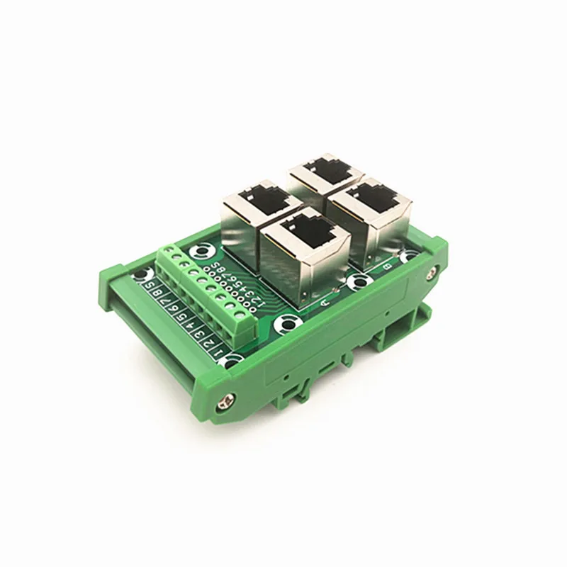 DIN рейку RJ45 Модуль, RJ45 8P8C Jack 4-Way Buss Breakout Board, клеммный блок, разъем