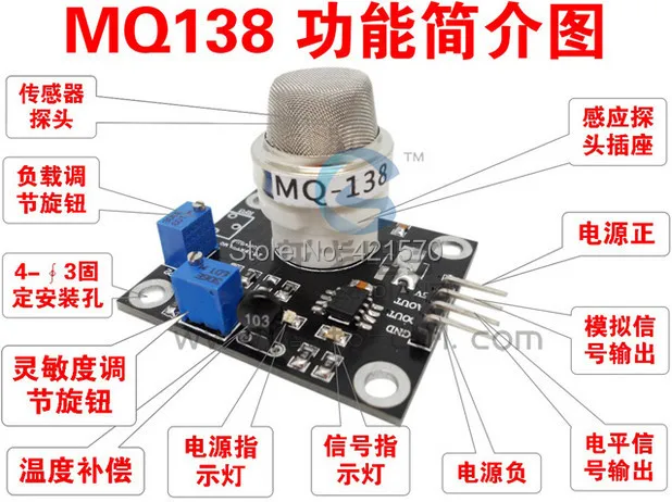 

Free shipping module formaldehyde gas detection sensor, MQ-138 aldehydes, ketones, alcohols gas sensor MQ138