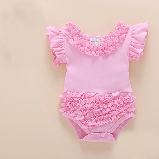 pink D60 Летнее платье для новорожденной, хлопок, короткий рукав, платье принцессы вечерние боди, Одежда для младенцев, маленьких детей, девочек комбинезоны крещение малыша наряды D53 - Цвет: pink D60