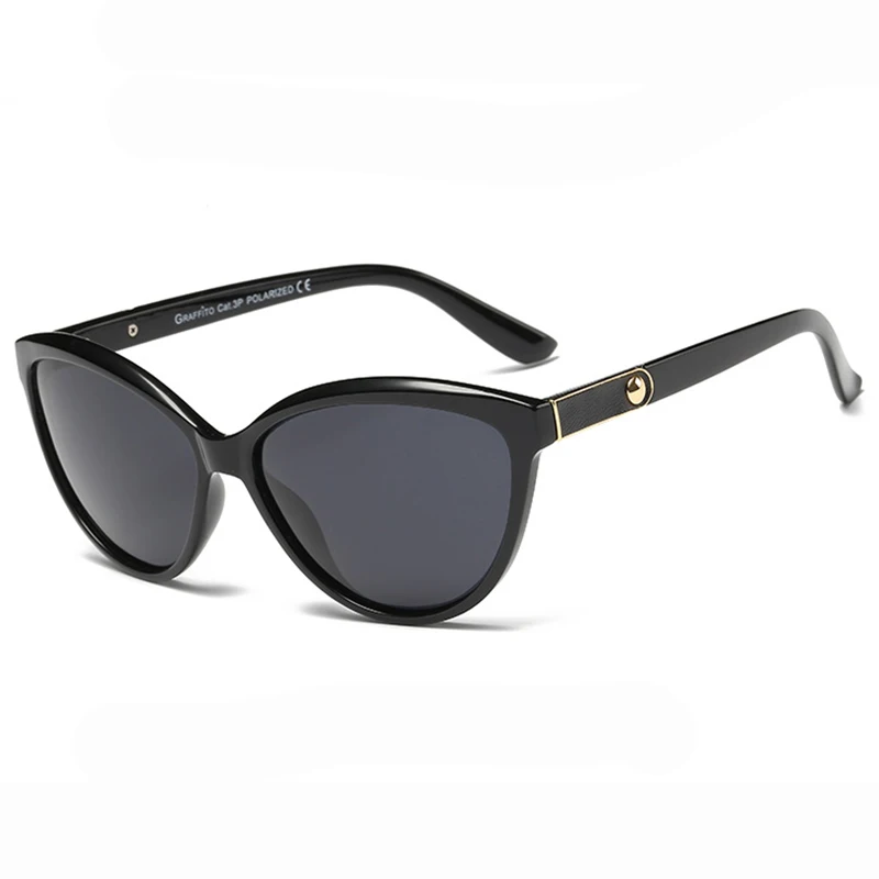 Роскошные HD поляризованные женские солнцезащитные очки, модные женские винтажные брендовые дизайнерские женские солнцезащитные очки кошачий глаз oculos - Цвет линз: Black Black