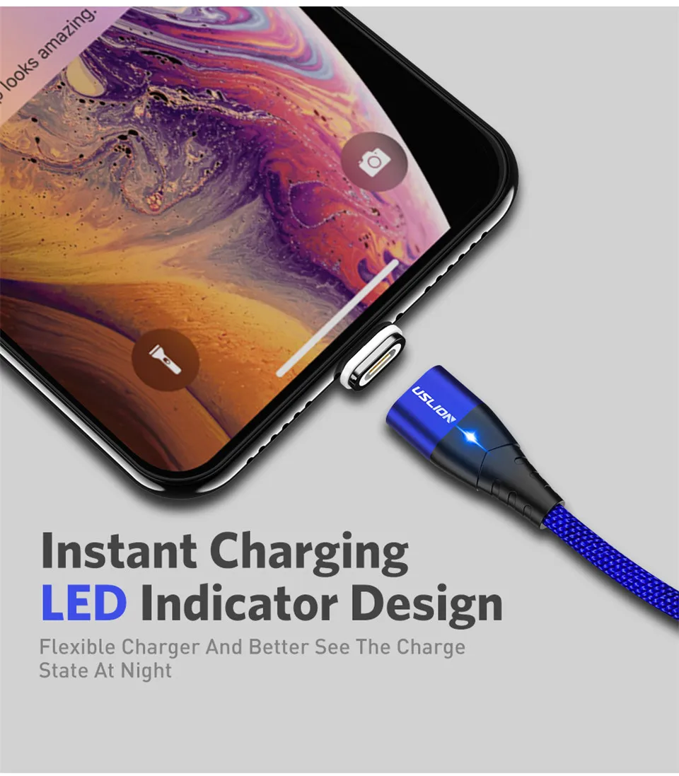 USLION magnétique câble rapide Micro USB chargeur téléphone Android câble de données fil aimant chargeur pour Samsung Xiaomi Huawei Mobile 3A