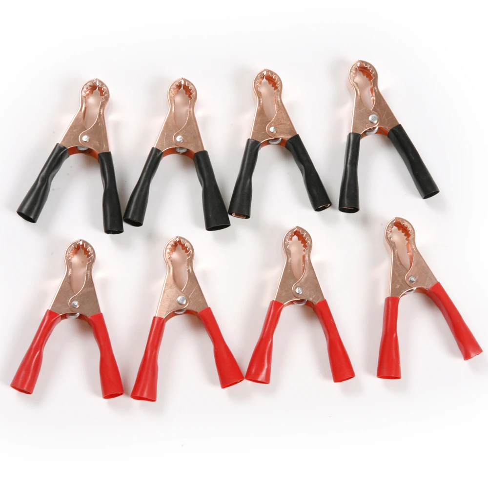 Fashion Design 20Pcs/Lot Red & Black 80mm Car Alligator Clips Battery Clamps 250V 50A Crocodile Clips Insulated Test Clips New