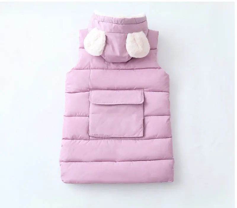 Crianças de Inverno Cabolsa sem Mangas Crianças sem Mangas Colete com Capuz Jaqueta de Algodão Adolescentes Colete Quente Acolchoado Roupas Meninas Rabbite 2020 4 Mamãe e Bebê