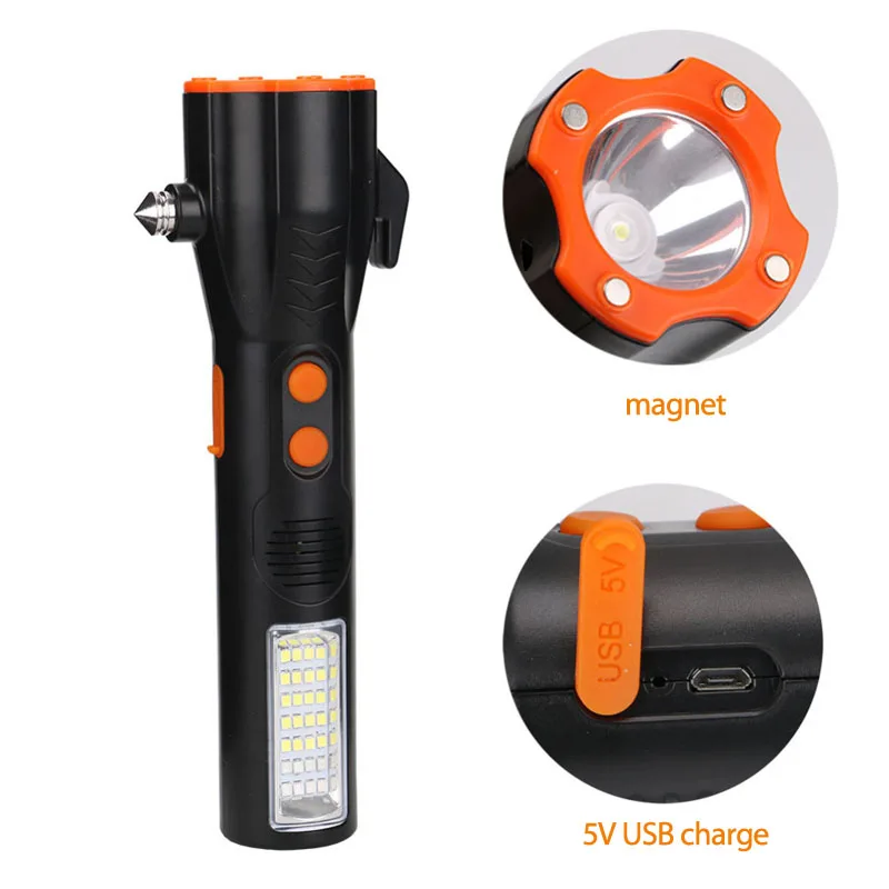 

Multi-function flashlight Warning sound escape Portable lanterns Working Inspection Torches COB LED Maintenance flashlight