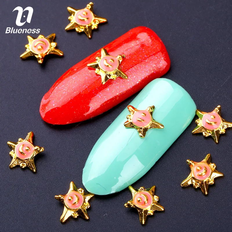 

Blueness 10Pcs/lot Charms DIY Macniure UV Gel Nails Art Decorations Sun Design Nail Accessories Alloy Rhinestonestones Studs