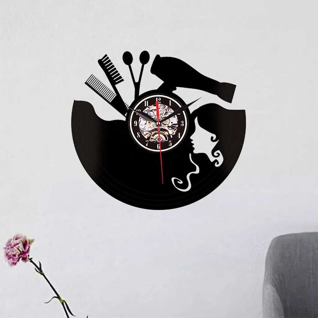 1 шт. Виниловая пластинка 3D настенные часы современный дизайн настенные часы Парикмахерская Настенный декор для салона красоты шкала зрение