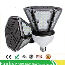 6 шт./лот 30 Вт 40 Вт 50 Вт светодиодный уличный свет дорожная Светодиодная лампа в форме кукурузы свет E27 E40 светодиодный кукурузный светильник Промышленный источник света 110 В 220 В