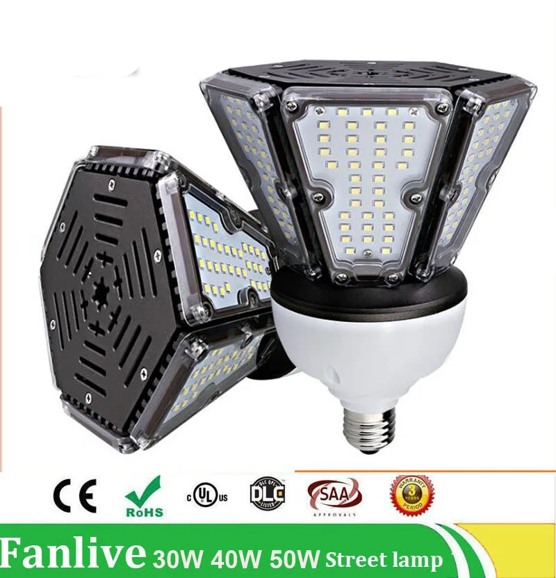 6PCS/LOT 30W 40W 50W led street light road lamp LED corn light E27 E40 LED Corn Bulb industrial light source 110v 220V 3pcs lot 50w led street light outdoor light road lamp 12v 110v 120v 220v 230v 240v warm cool white euqal 1200w halogen lamp