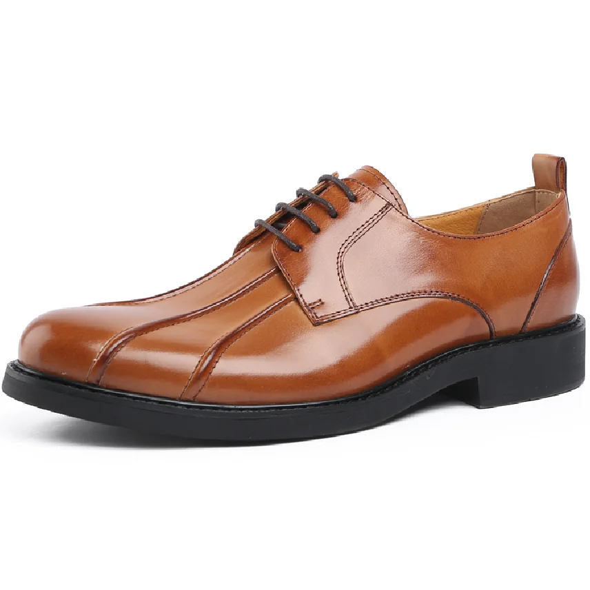 

New Black / Brown Round Toe Prom Shoes Boys Dress Shoes Genuine Leather Business Shoes Male Wedding Shoes