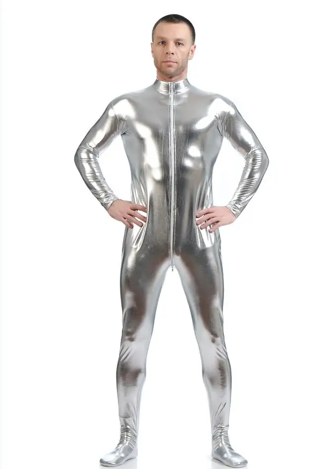 Cosplay&ware Ensnovo Men Latex Suit Black Shiny Metallic Tights Gold Zentai Full Body Unitard Custom Skin Bodysuit Zipper Front -Zentai shop online HTB1sID0NpzqK1RjSZFoq6zfcXXa4.jpg