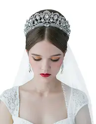 Роскошные хрустальная Королевская корона диадема Свадебные заставки Театрализованное Свадьба глава ювелирные изделия