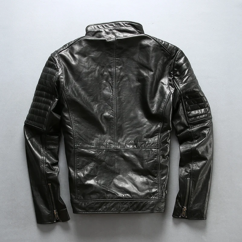 Reviews A1777 Read Description ! Asian size super quality men's genuine cow leather rider coat cowhide leather stylish rider jacket