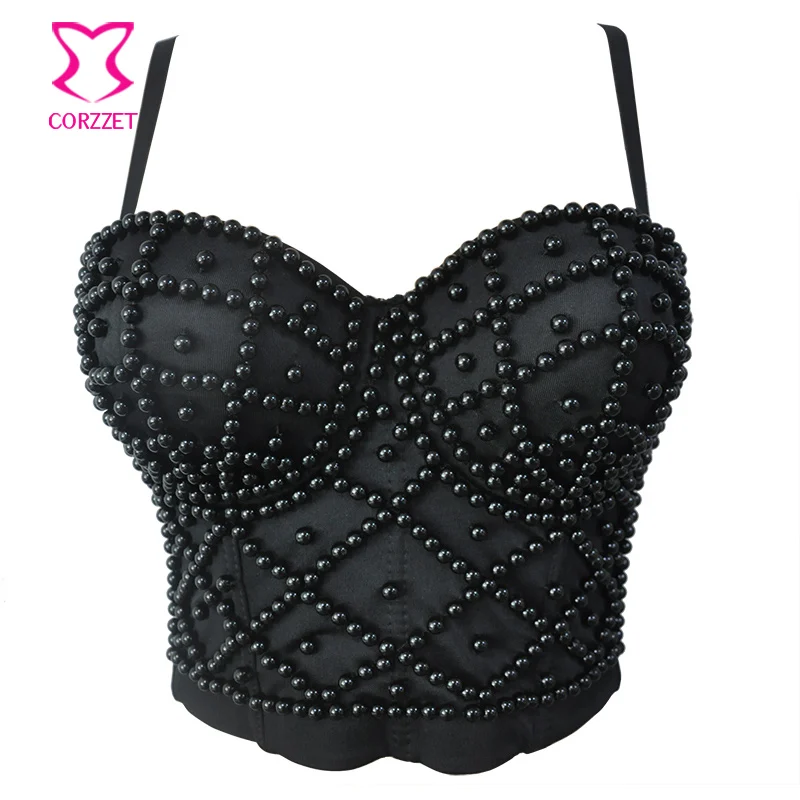 

Black Beading Sexy Bra Push Up Bralette Crop Top Bras For Women Clubwear Brasier Mujer Brassiere Femme