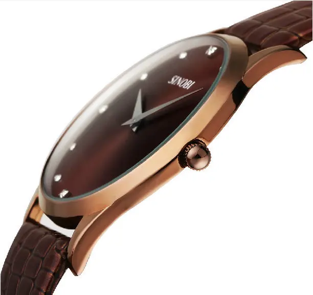 2015 SINOBI Relogio Masculino ultra slim Casual Diamond Clock Male Man Dress Watches Business Leather Strap