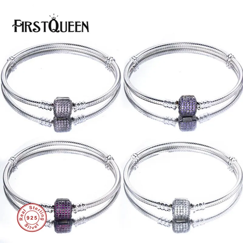 

FirstQueen Authentic 100% 925 Sterling Silver Basic Snake Chain Bangle & Bracelet Fine Jewelry Fits Most Charms Beads